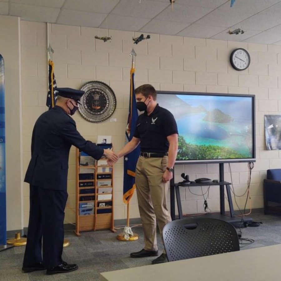 Jake Myers takes the oath of enlistment